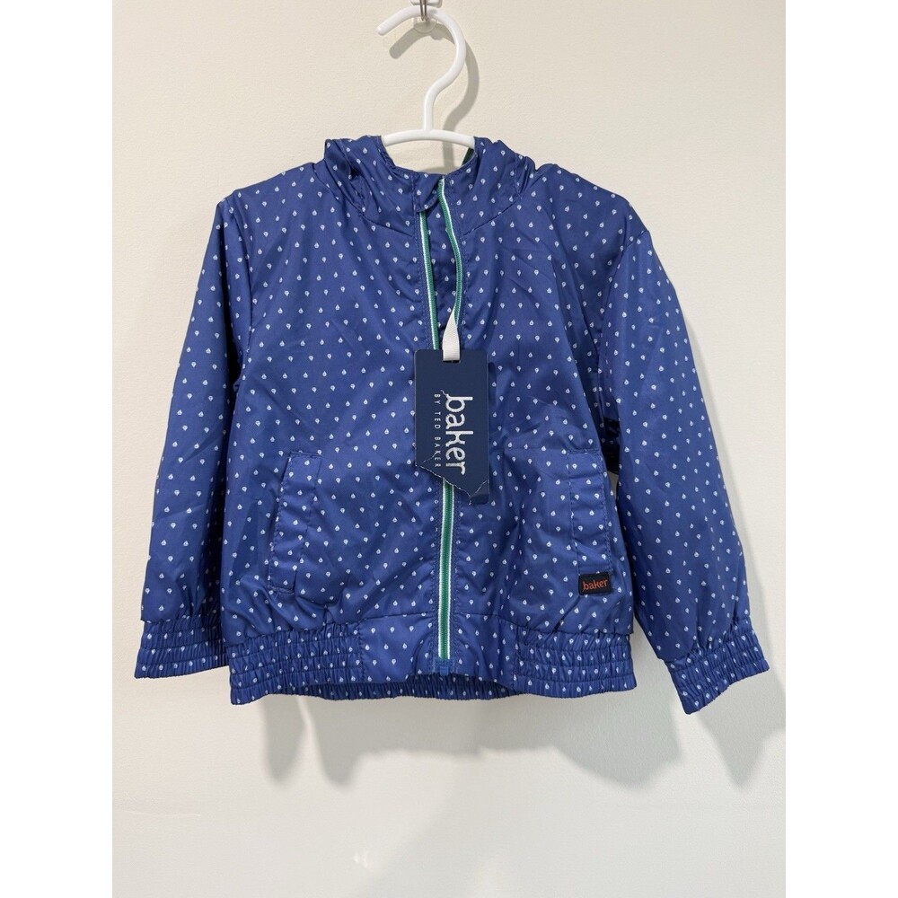Baker by Ted Baker Size 12-18 M Blue Sailboat Hooded Windbreaker Zip Jacket NWT